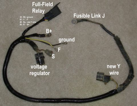 1983 Ford Bronco - The alternator harness is now prepped to full-field the alternator when the new Y wire is grounded by a dash switch. If the relay is remove…