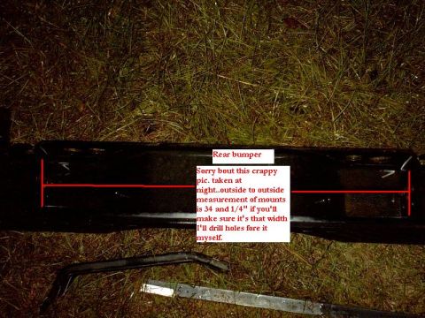 1995 Ford Bronco - A rear bumper is shown with a measurement for its mounting points.