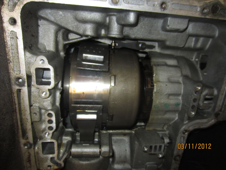 Close-up of an automatic transmission torque converter inside its housing