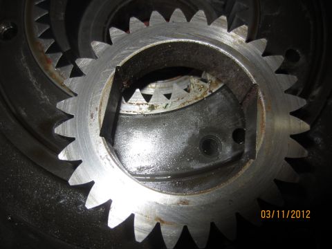 1979 Ford Bronco - Internal view of transmission gears, showing wear and tear on the teeth.