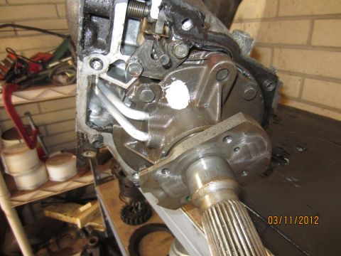 1979 Ford Bronco - Detail of a transmission part, likely during a rebuild or repair process.