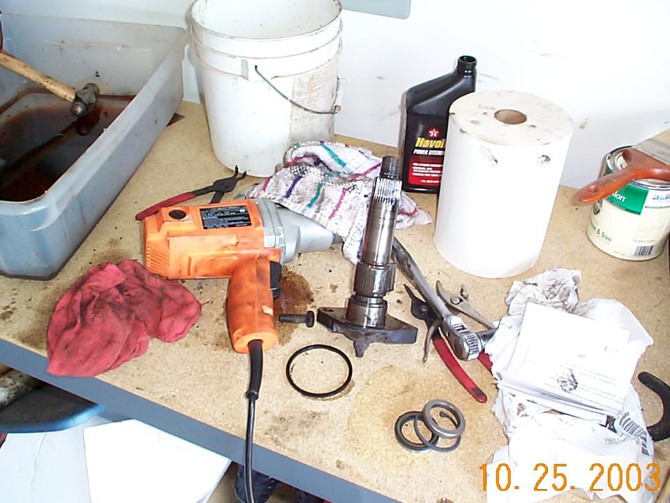 Sector shaft removed completely from the box. There was a little scoring around the shaft from wear but nothing too bad.
