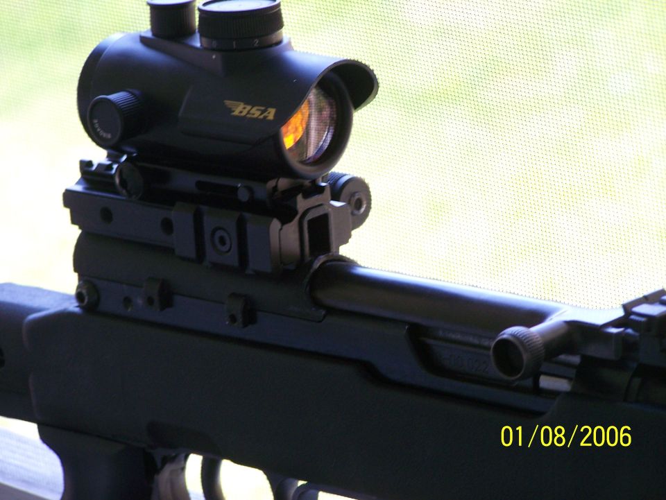 Rifle with BSA scope mounted on top rail. Date stamp reads 01/08/2006