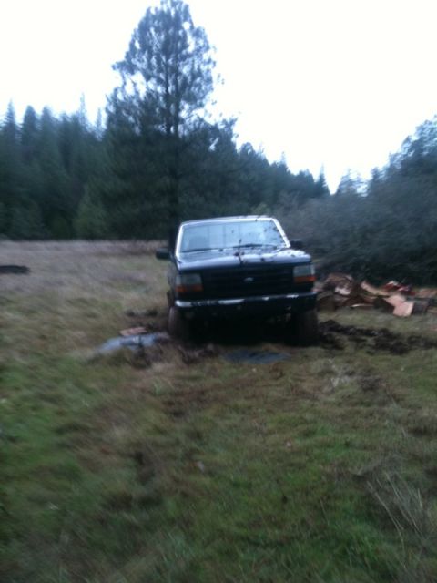 1994 Ford F-150 - This 1994 Ford F-150 is stuck in the mud off-road.