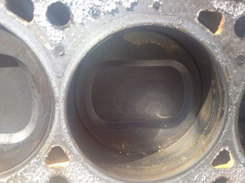 1992 Ford Bronco - Close-up view of an engine cylinder, showing the impression left by the piston.
