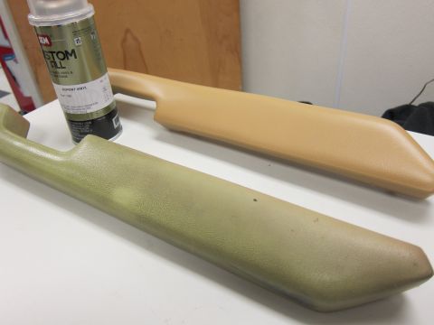 1987 Dodge 1500 - Interior door pull handles and a can of spray paint for vinyl restoration.