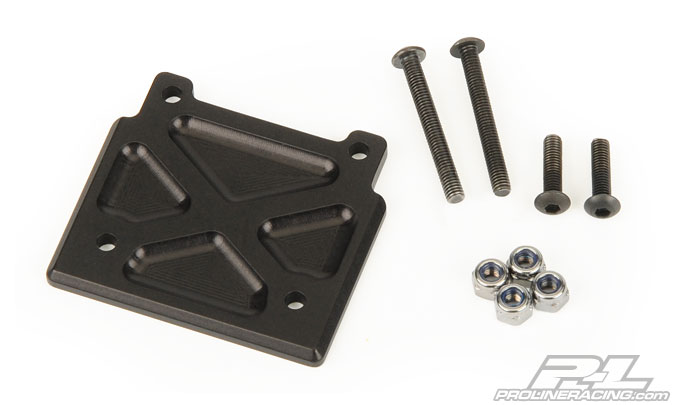 Black metal mounting plate with bolts and nuts