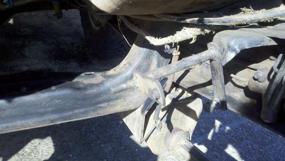 Underbody suspension components, close-up view