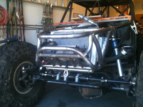 1966 Ford Bronco - Custom off-road buggy chassis under construction, showing the front suspension and engine components.
