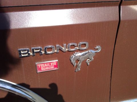 1981 Ford Bronco - Close-up of the 1981 Ford Bronco emblem and Trailer Special badge.