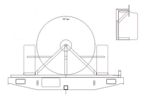 1995 Ford Bronco - Diagram shows a rear bumper assembly designed to hold a spare tire, with a label indicating a 38-inch tire size.