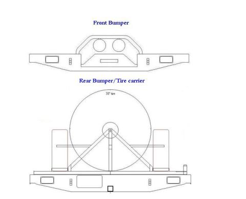 1995 Ford Bronco - Diagrams of front and rear bumpers, including a tire carrier for a 38-inch tire.