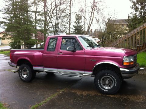 1992 Ford F-150 - New tires and shocks installed with dirty rims.