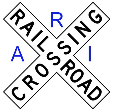 1970 Mercury Cougar - A diagram of a railroad crossing sign with the words RAILS CROSSING printed on it.