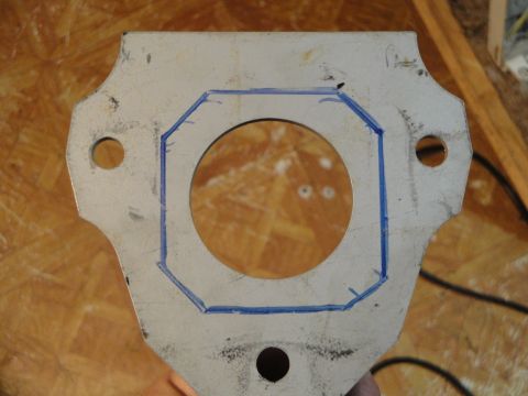 1995 Ford Taurus - Metal bracket with blue marker lines and cutouts, likely a custom part.