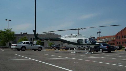 1998 Ford Crown Victoria - My P71 and the Colonel's, guarding a Bell helicopter for an upcoming show.