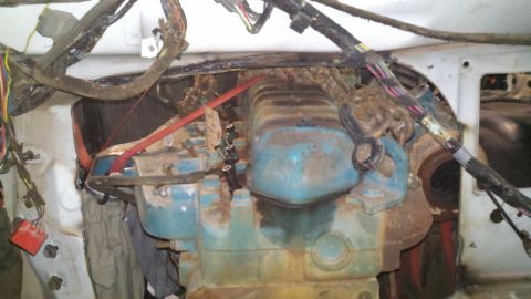 1993 Ford F-350 - Engine bay view with engine components and extensive wiring visible.
