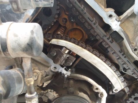 1998 Ford Crown Victoria - Engine timing components are shown in this close-up view, with a focus on the chain and tensioner mechanism.