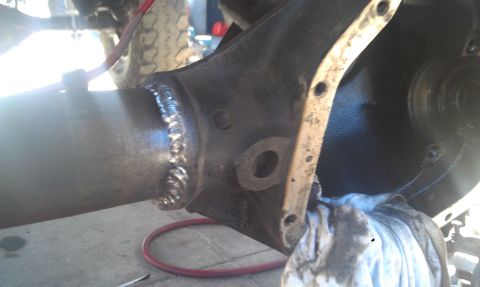1978 Ford Bronco - Close-up of a vehicle's differential housing showing recent welding work.