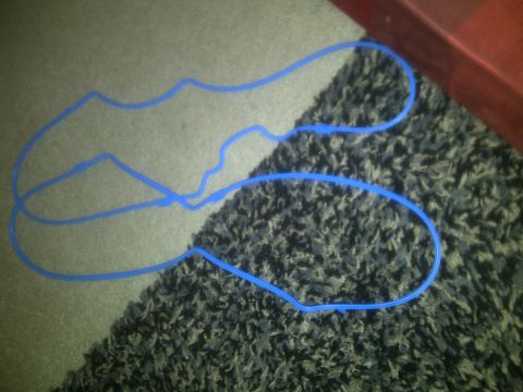 2000 Ford Crown Victoria - A blue gasket lies on a textured carpet, with a red object visible at the top right.
