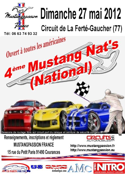 1991 Ford LTD Crown Victoria - Event poster for the 4th Mustang National meet featuring American muscle cars and a circuit map.