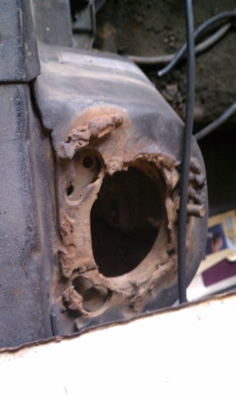 1969 Ford Mustang - Driver side shock tower. As you can see it was previously fixed... terribly. The tower and the piece between it and the firewall need to be…