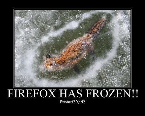 1978 Ford Bronco - A fox is trapped in ice, with the text "FIREFOX HAS FROZEN!!" overlaid on the image.