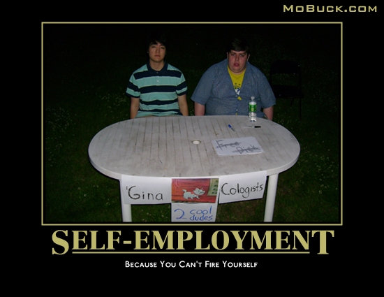 Two guys sit at a table with signs that say 'Gina Cologists' and '2 cool dudes'. A sign on the table says 'Free Dudes'