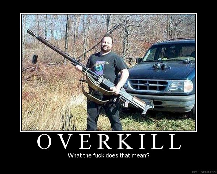 Guy with a huge gun standing by a Ford Explorer