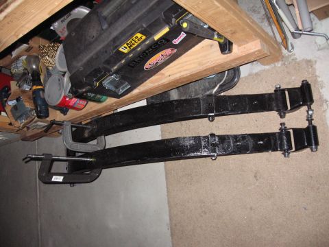 1995 Ford Bronco - Also bought new grade 8 bolts and leaf hangers w/ rubber bushings. So I'm going to try the 5 leaf, no overload 23411, with my own steel wed…