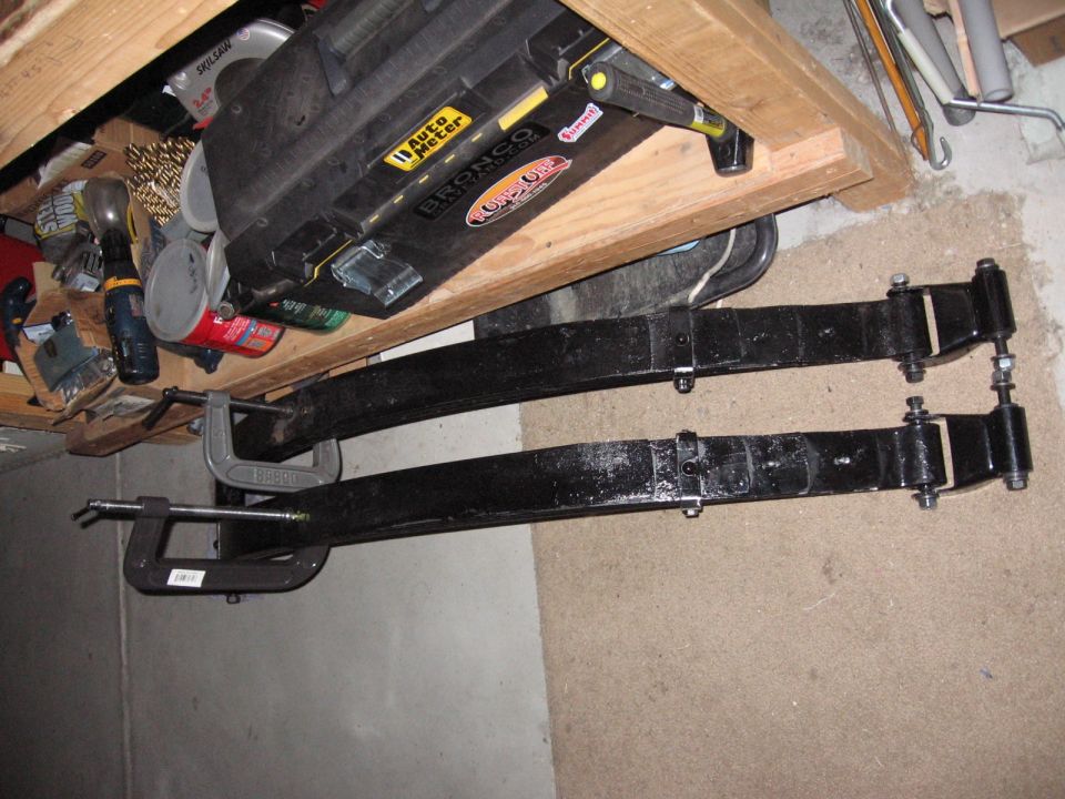 Also bought new grade 8 bolts and leaf hangers w/ rubber bushings.  So I'm going to try the 5 leaf, no overload 23411, with my own steel wedge instead of the aluminum one it came with, plus 1" zero rate.