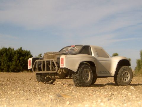 1996 Ford Bronco - This remote control truck is set up for off-road driving with large tires and a spare.