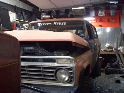1978 Ford Bronco - Front view of a 1978 Ford Bronco, focusing on the grille and hood details.