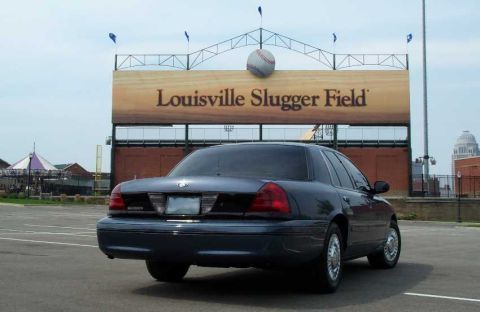 1998 Ford Crown Victoria - A 1998 Ford Crown Victoria is seen parked near the iconic Louisville Slugger Field.