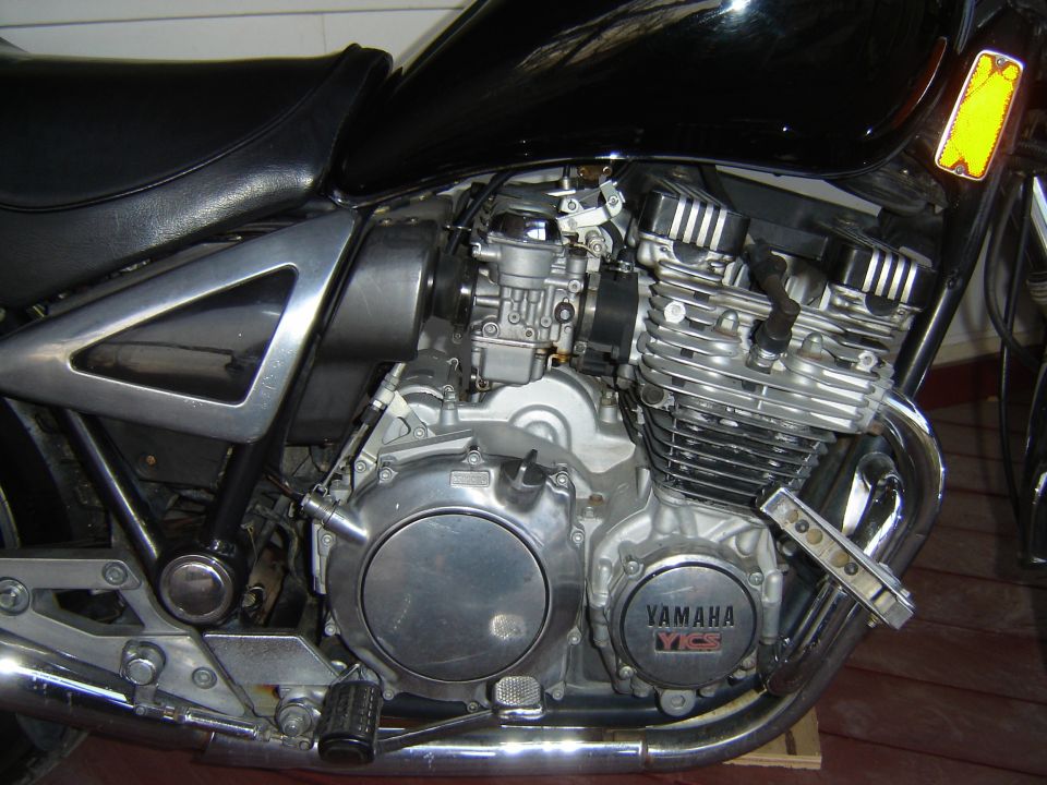 Black 1982 Yamaha XJ7Maxim motorcycle engine with chrome exhaust