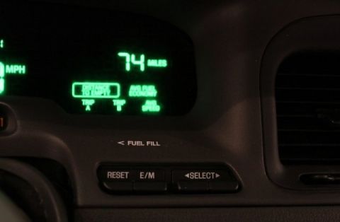 2004 Mercury Grand Marquis - Interior view of a car's digital dashboard display with various trip information.