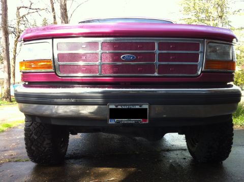 1992 Ford F-150 - Standard chrome bumper with impact strips. *Recently replaced with a Powerstroke style bumper.