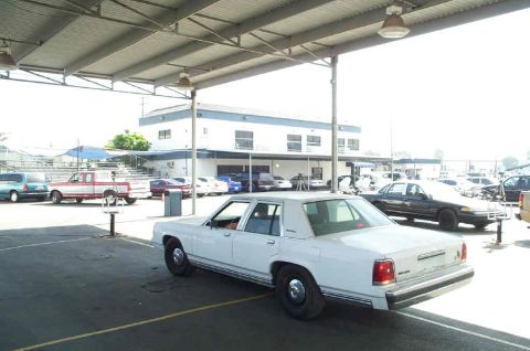 1991 Ford LTD Crown Victoria - Rear view of a white 1991 Ford Crown Victoria LTD sedan parked outdoors.