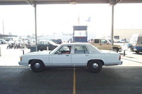1991 Ford LTD Crown Victoria - Side profile of a white 1991 Ford Crown Victoria LTD sedan, parked outdoors with other vehicles present.