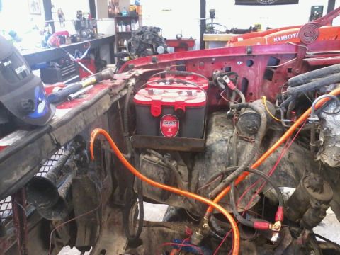 1995 Ford F-150 - Dual battery setup with Optima batteries in an engine bay, possibly for a Ford F-150.