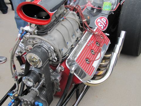 2006 BMW 5 Series - Close-up of a powerful V8 engine, likely from a drag racing vehicle.