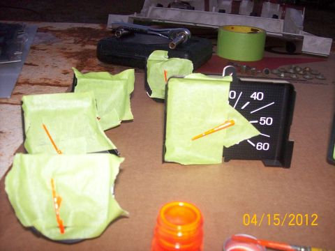 1982 Ford F-100 - Gauges are being prepped for restoration work, with masking tape applied to protect them.