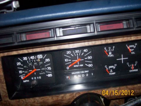 1982 Ford F-100 - Dashboard gauges for a 1982 Ford F-100, including speedometer, tachometer, and warning lights.
