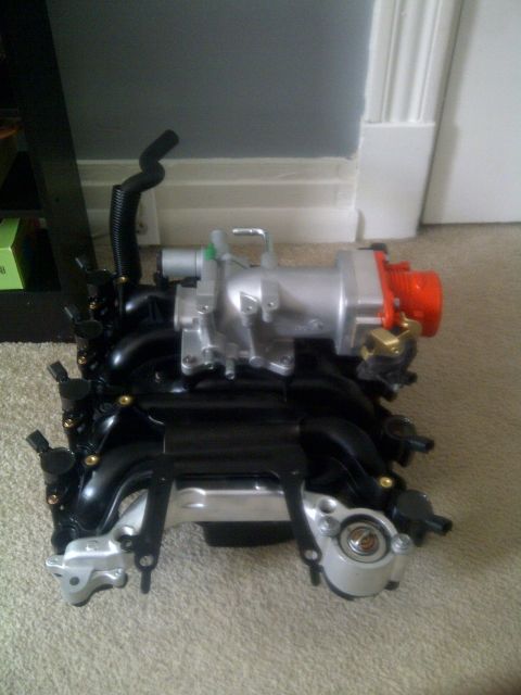 2000 Ford Crown Victoria - Ported plenum from ADTR, OEM style cops from Mapdistributors, chevy orange 1200 degree TB,1inch spacer and gold painted throttle, goodyear…