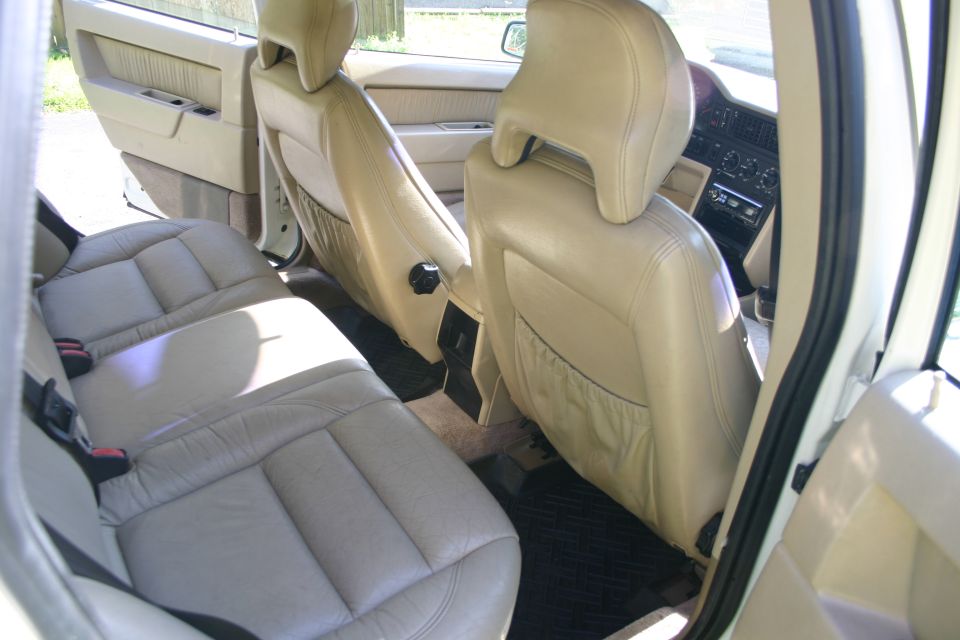 Beige leather interior rear seats and door panel