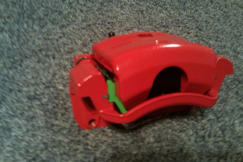 1996 Ford Probe - Red powder coated, rebuilt Mazda6 calipers loaded with green stuff brake pads.