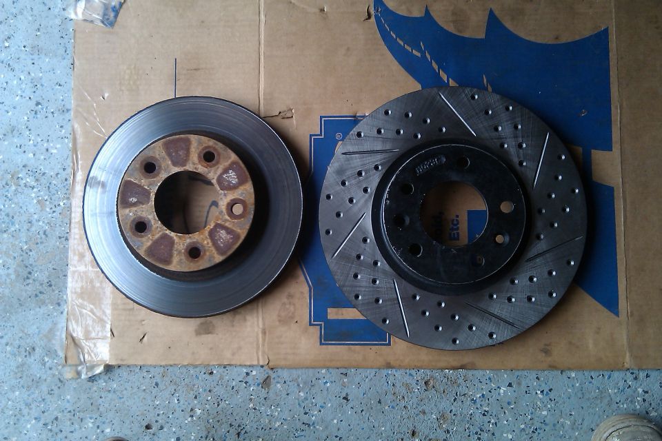 Comparison: stock rotor next to R1 Concept Mazda6 rotor.