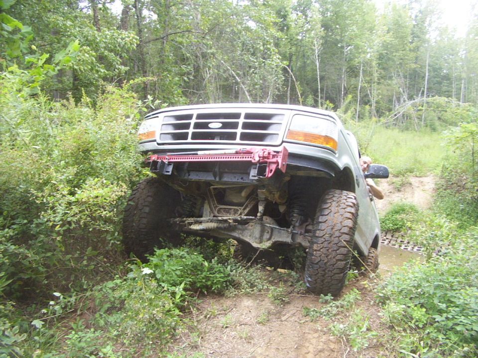 Spare was in the water of the creek.  Felt like my seatbelt was the only thing keeping me from rolling out the back window.