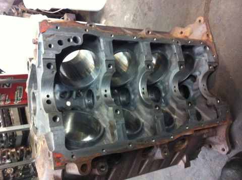 1990 Ford Bronco - This is a close-up view of an engine block, showing the internal cylinder bores and bearing supports.