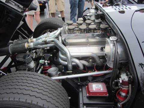 1964 Ford Ranchero - Custom V8 engine bay features chrome headers and an MSD ignition box.